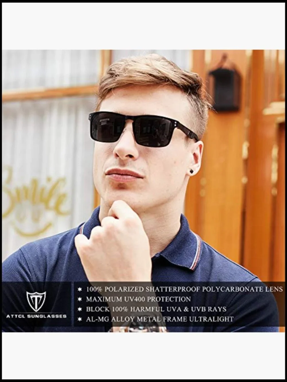 Classic Square AL-MG Metal Frame Polarized Sunglasses for Driving